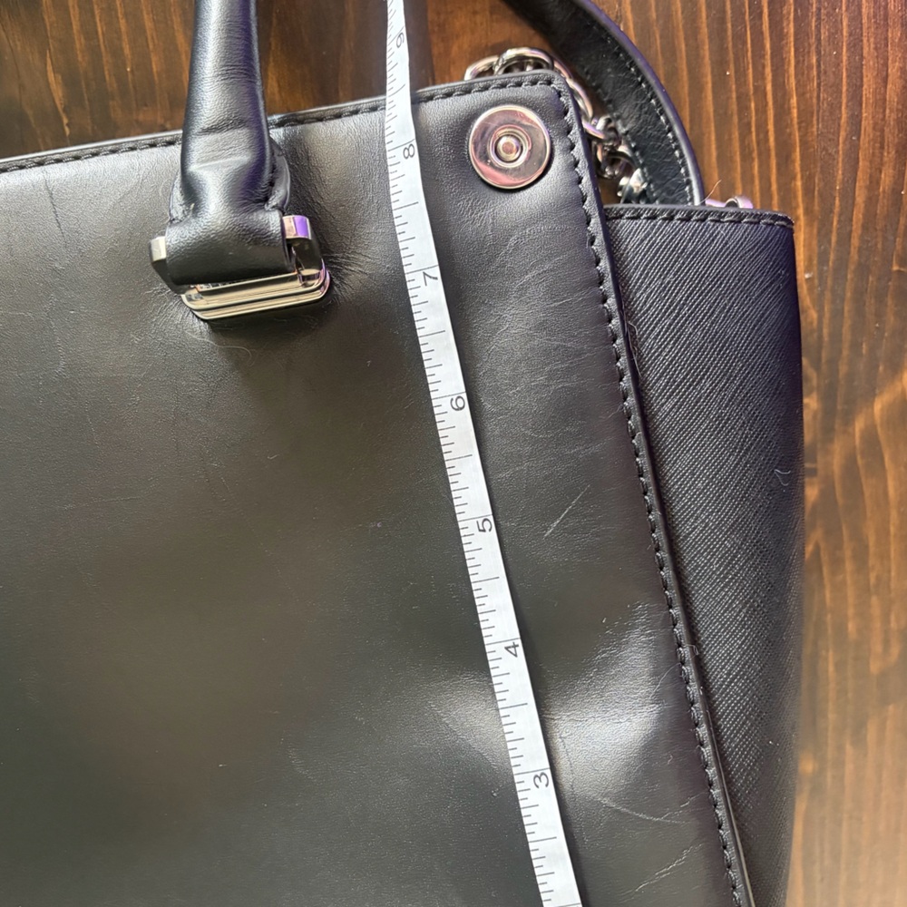 Michael Kors Black 3 in 1 Selma Leather Satchel with Combo Chain & Leather Strap - Picture 13 of 16